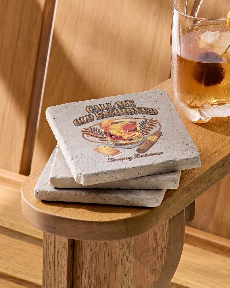 Tommy Bahama | Call Me Old Fashioned Travertine Coaster Set / Multicolor