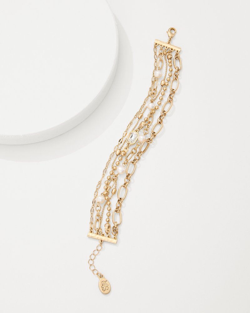 Tommy Bahama | Tidal Treasure Pearl and Chain Layered Bracelet / Gold