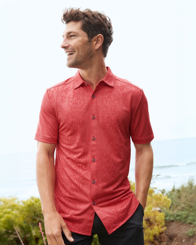 Tommy Bahama | Big & Tall Palm Coast Cascade Vines IslandZone® Knit Shirt / Dark Havana