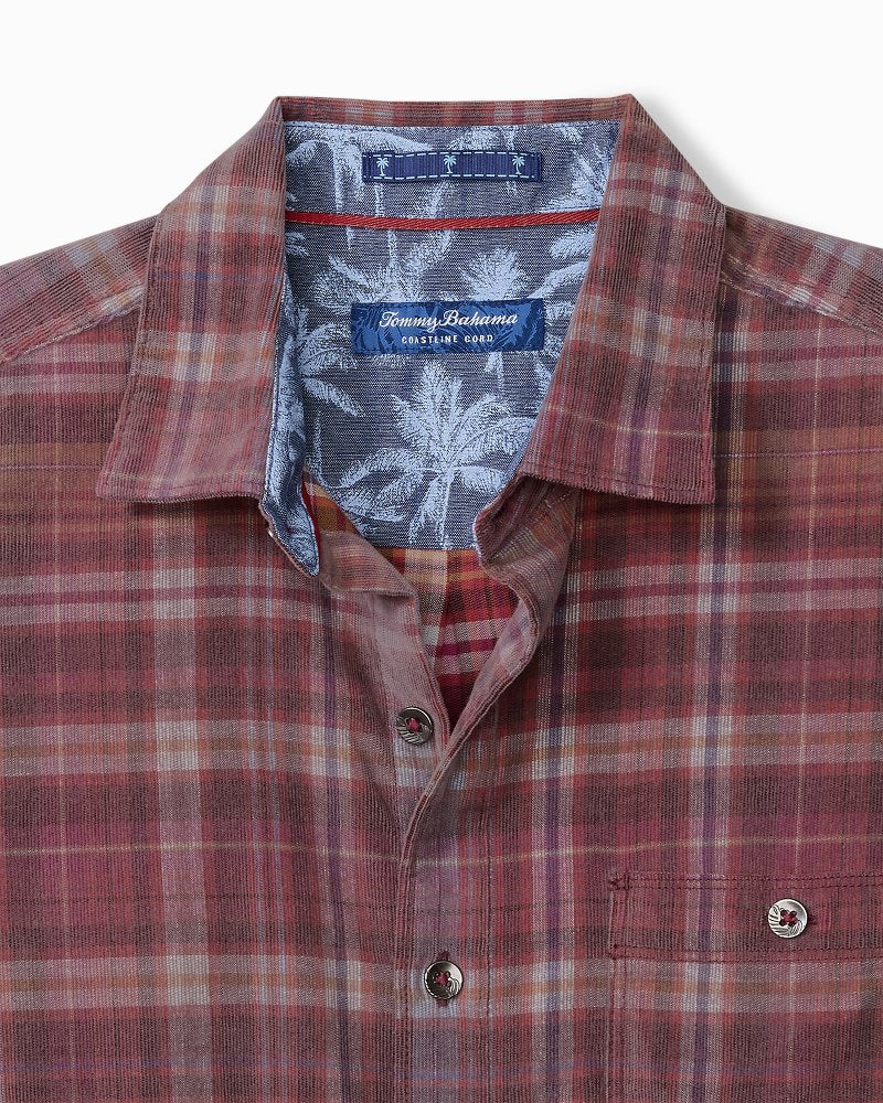 Tommy Bahama | Big & Tall Coastline Cord Stretch Harbor Check Shirt / Aged Claret