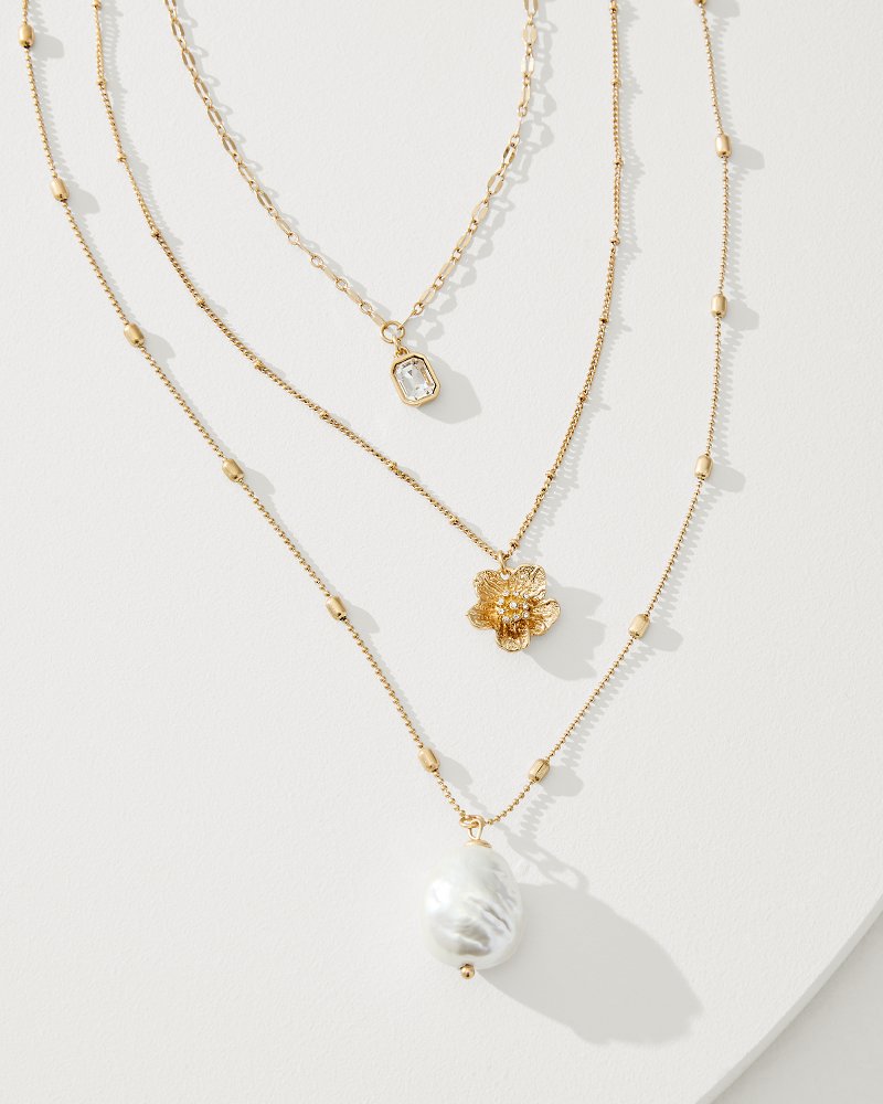 Tommy Bahama | Tidal Treasure Floral Charm Layered Necklace / Gold
