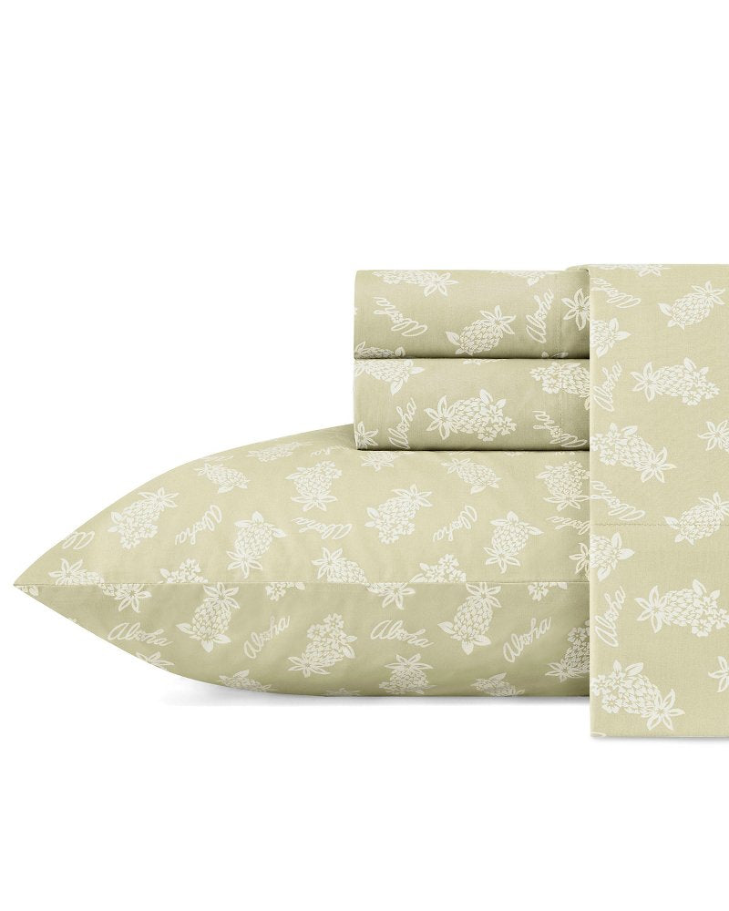 Tommy Bahama | Aloha Pineapple Queen Sheet Set / Sage Green