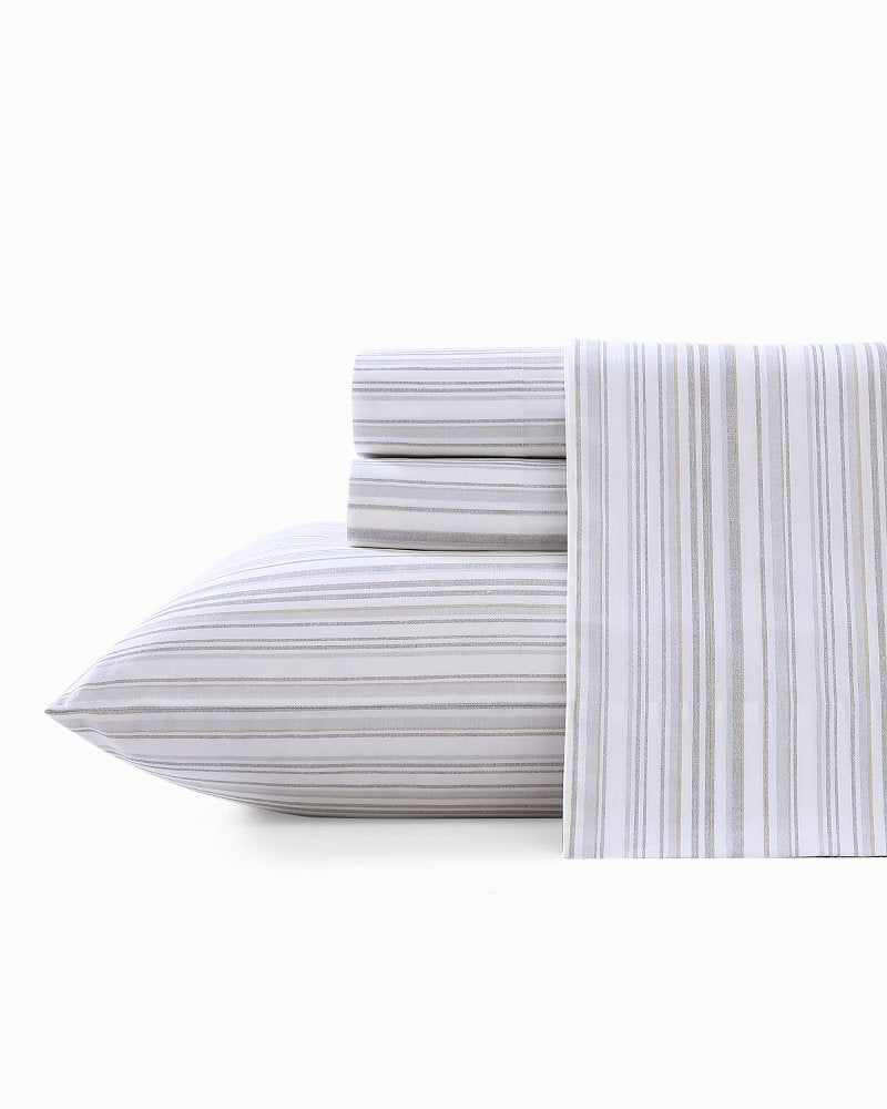 Tommy Bahama | Kahanu Stripe 4-Piece King Sheet Set / Grey