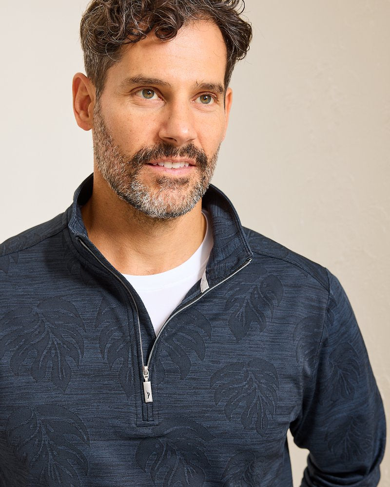 Tommy Bahama | Monstera Fade IslandZone® Half-Zip Sweatshirt / Black