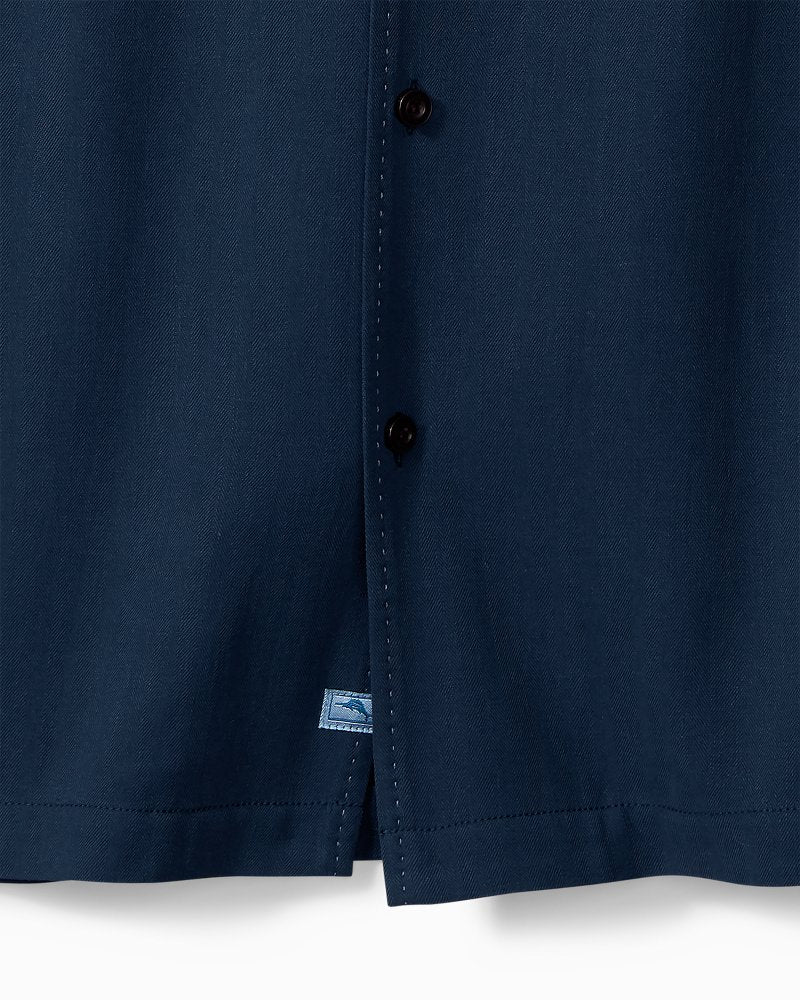 Tommy Bahama | Hawaiian Herringbone Camp Shirt / Navy