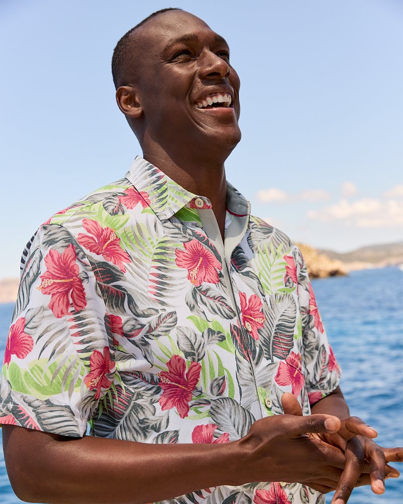 Tommy Bahama | Coconut Point Hibiscus Shores IslandZone® Camp Shirt / Summer Grey
