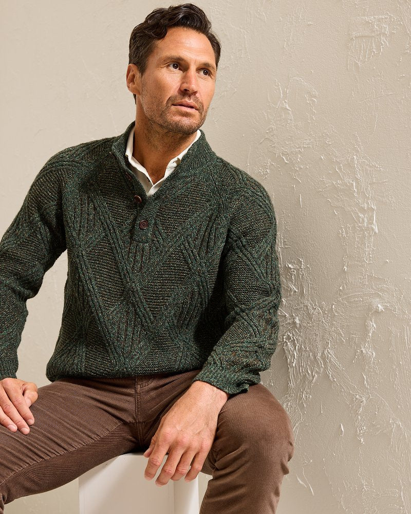Tommy Bahama | Beachscape Cable Button-Mock Sweater / Dark Loden