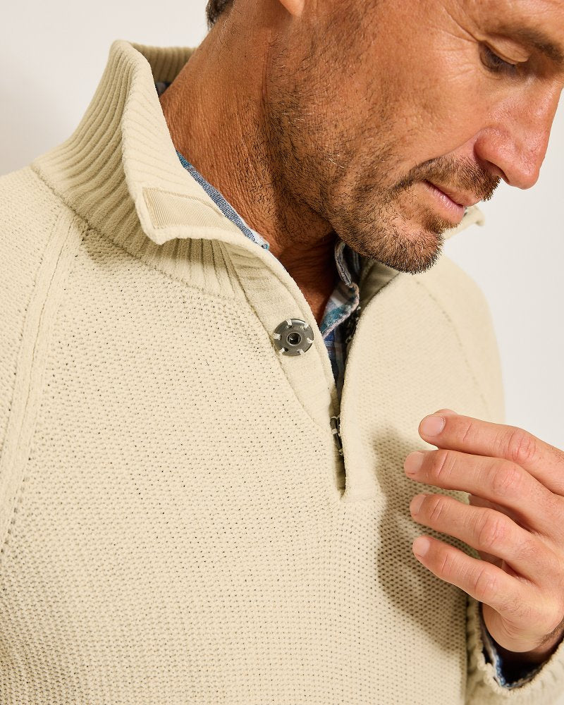 Tommy Bahama | Shoreline Surfcomber Snap-Mock Sweater / Warm Mist