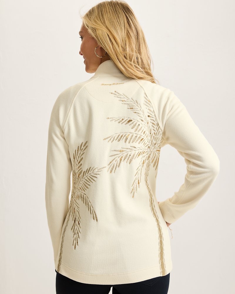 Tommy Bahama | Aruba Portico Palma Embroidered Full-Zip Sweatshirt / Coconut