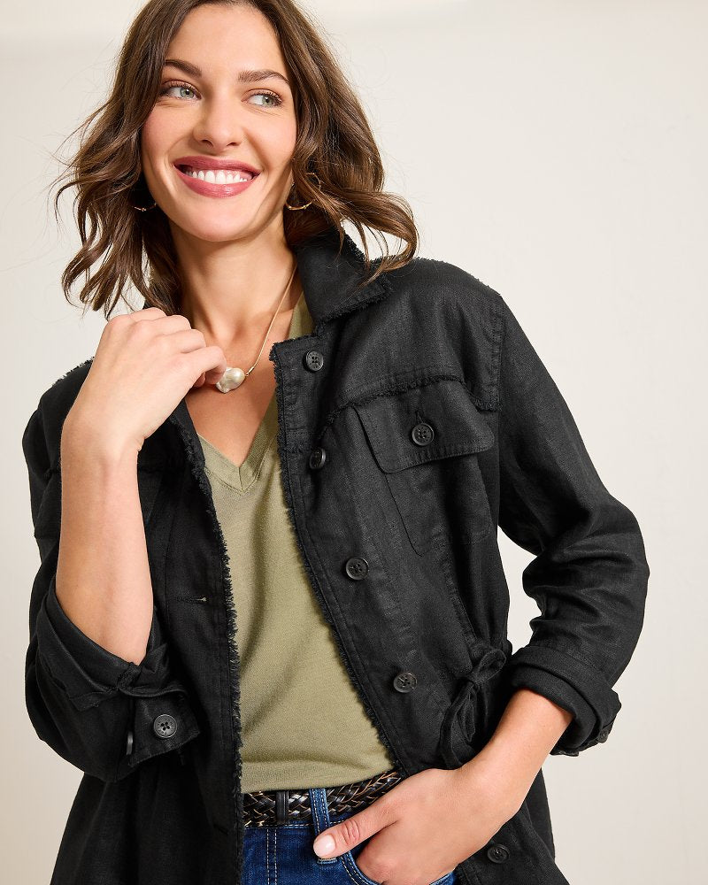 Tommy Bahama | Two Palms Linen Raw-Edge Utility Jacket / Black