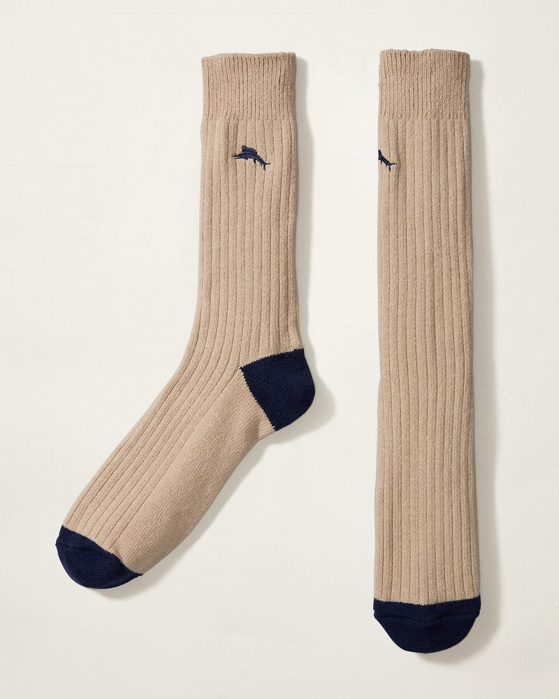 Tommy Bahama | Ribbed Crew Socks / Stone Heather