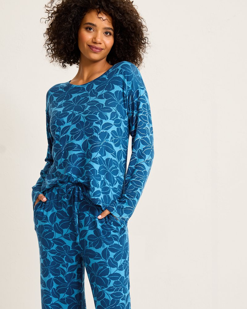 Tommy Bahama | Knit Long Sleeve & Pants Pajama Set / Deep Sea Teal