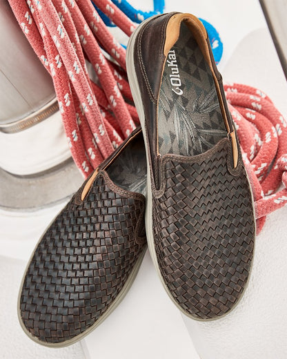 Tommy Bahama | OluKai® Lae'ahi Lauhala Slip-On Sneakers / Dark Wood
