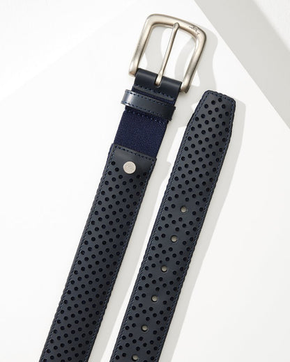 Tommy Bahama | Leather Mesh Cushion Performance Belt / Navy