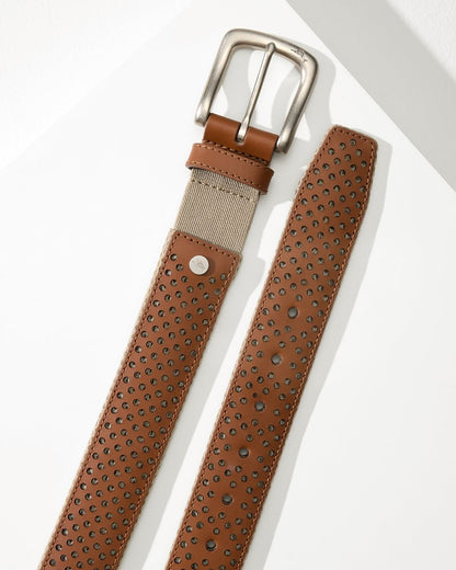 Tommy Bahama | Leather Mesh Cushion Performance Belt / Tan