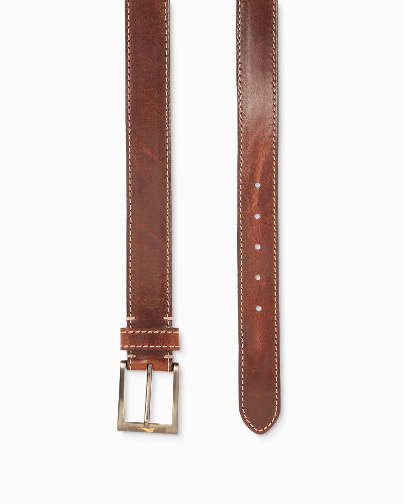 Tommy Bahama | Heavy Stitch Leather Belt / Brown