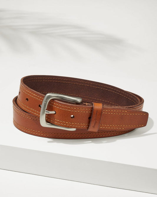 Tommy Bahama | Leather Top-Stitch Belt / Tan