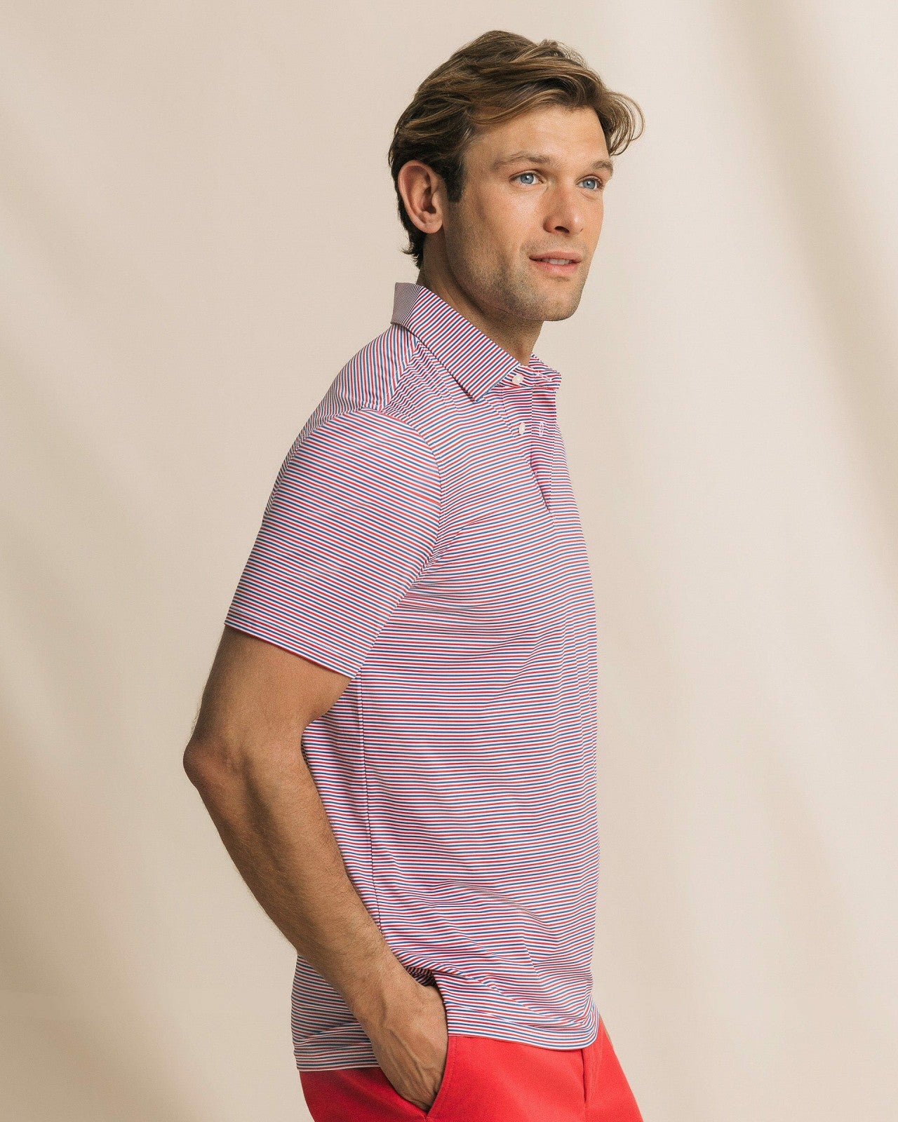 Southern Tide Pelican Landing Stripe Performance Polo For Men