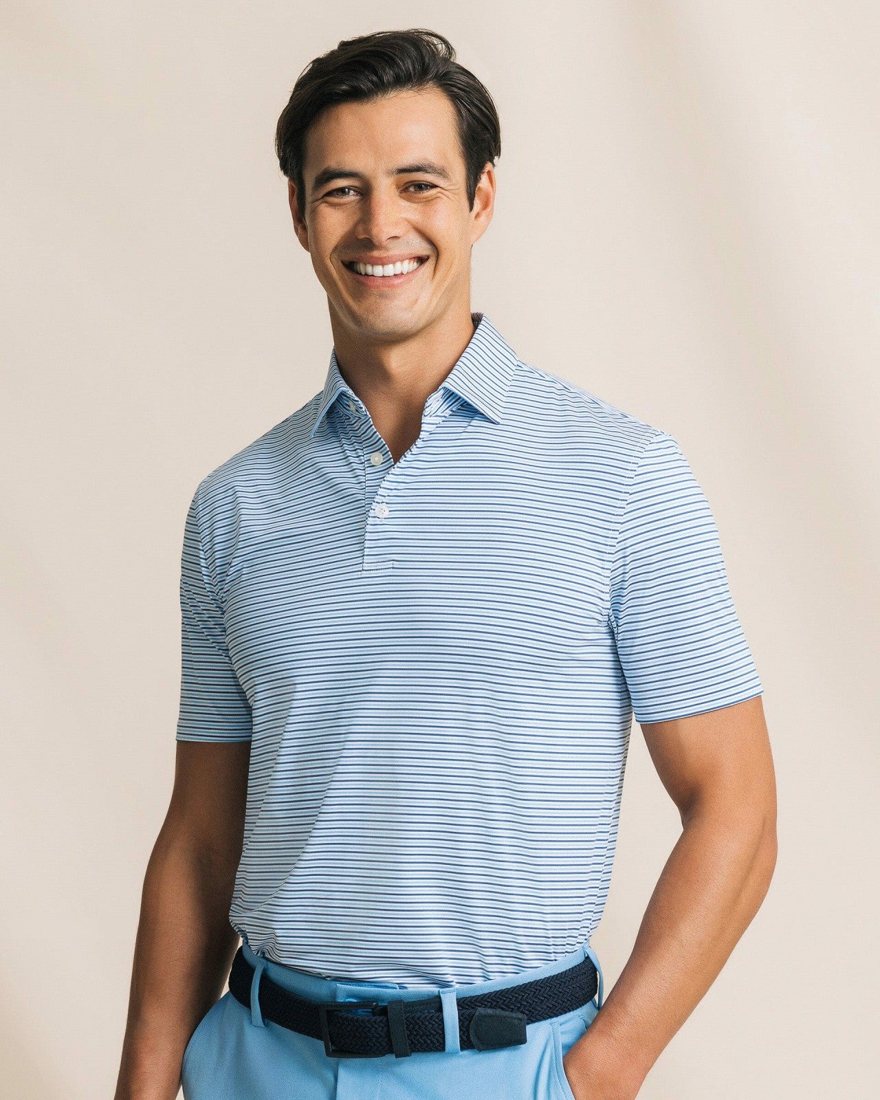 Southern Tide Pelican Landing Stripe Performance Polo For Men