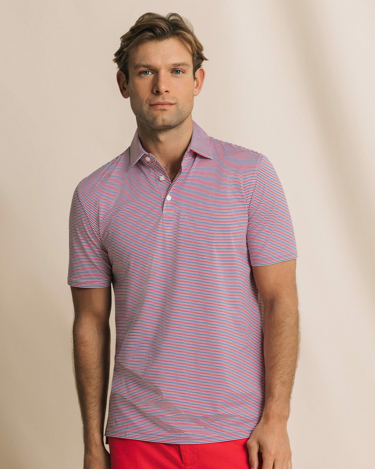 Southern Tide Pelican Landing Stripe Performance Polo For Men