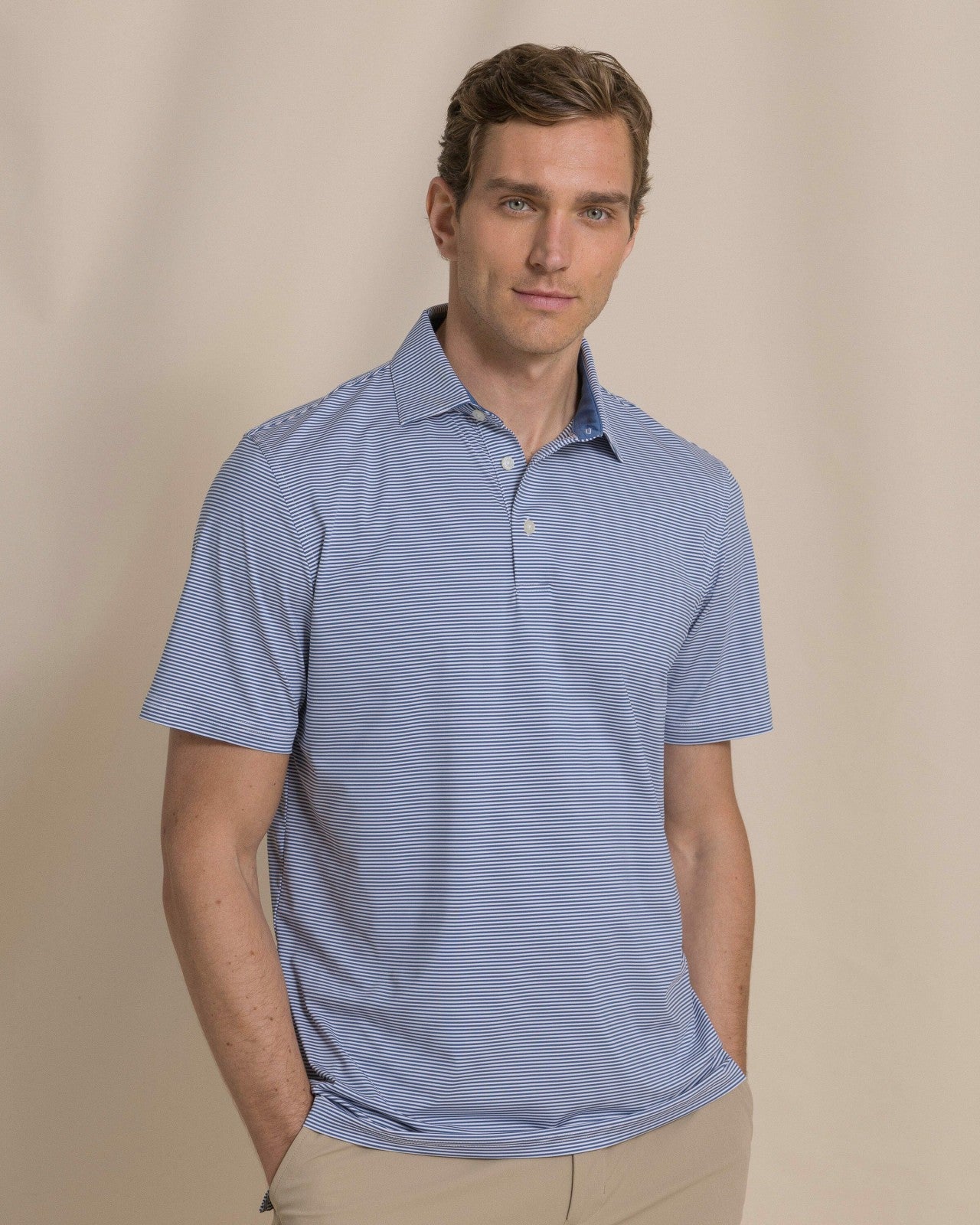 Southern Tide Meadowbrook Stripe Performance Polo For Men