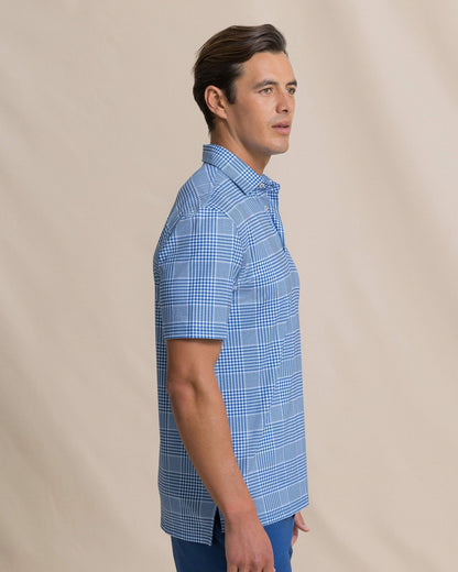 Southern Tide Driver Coral Key Plaid Printed Polo For Men