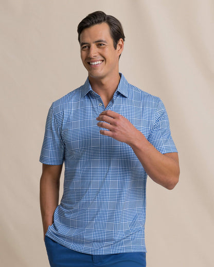 Southern Tide Driver Coral Key Plaid Printed Polo For Men