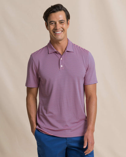 Southern Tide Oceanfront Stripe Pique Performance Polo For Men
