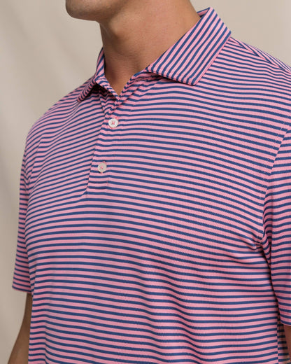Southern Tide Oceanfront Stripe Pique Performance Polo For Men