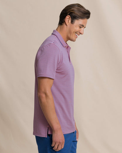 Southern Tide Oceanfront Stripe Pique Performance Polo For Men