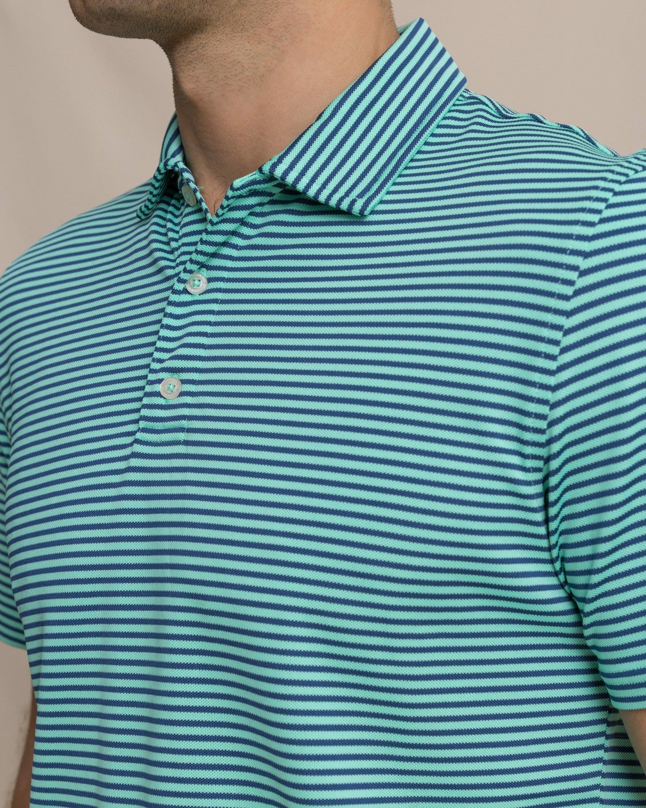 Southern Tide Oceanfront Stripe Pique Performance Polo For Men
