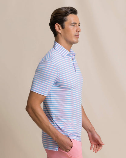 Southern Tide Water Way Stripe Performance Polo For Men|Sale