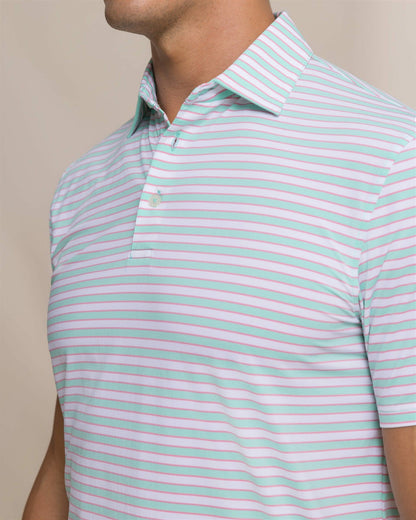 Southern Tide Water Way Stripe Performance Polo For Men|Sale