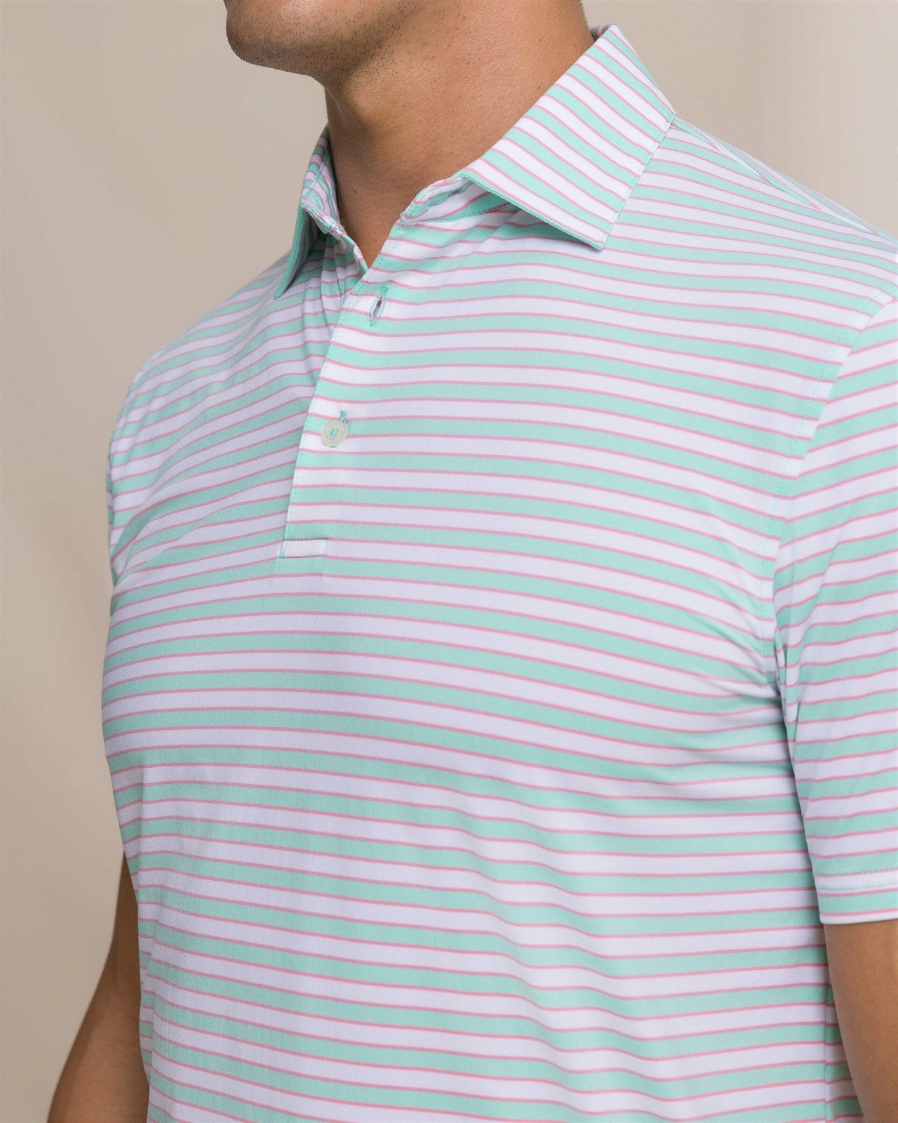 Southern Tide Water Way Stripe Performance Polo For Men|Sale