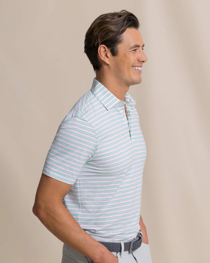 Southern Tide Water Way Stripe Performance Polo For Men|Sale