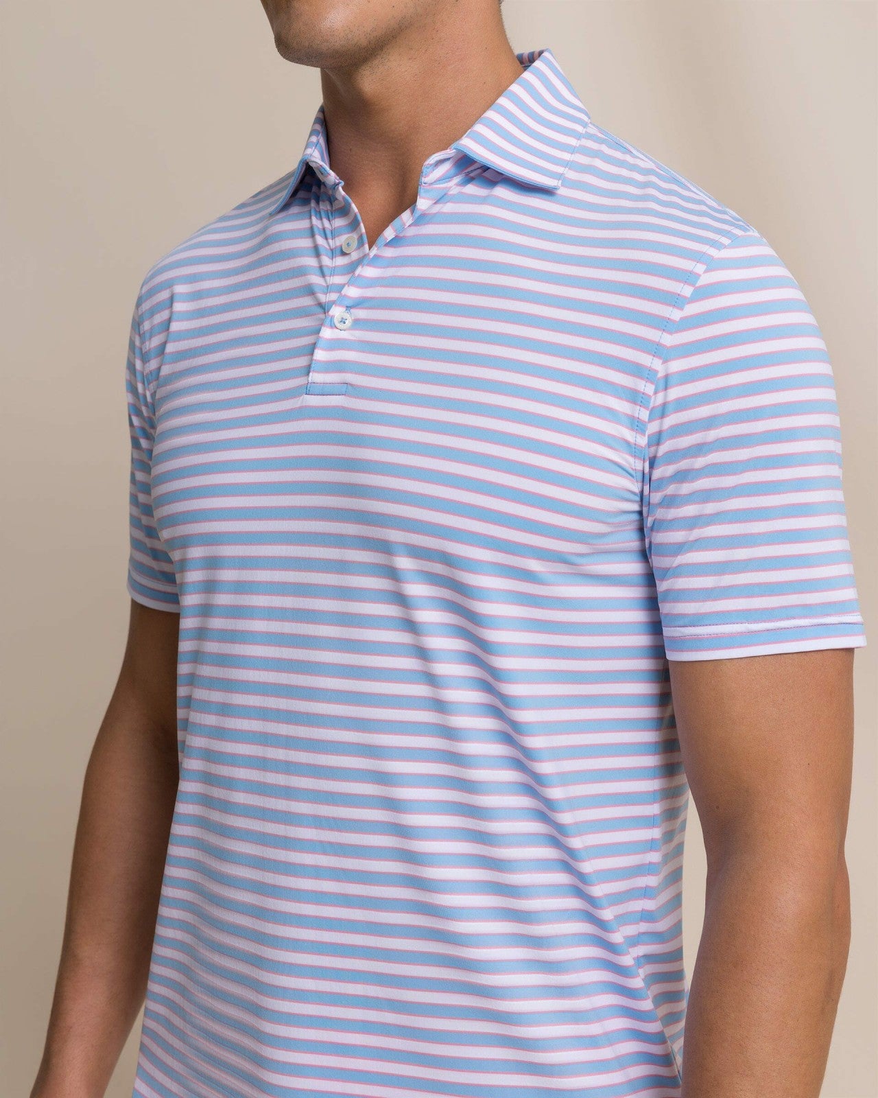 Southern Tide Water Way Stripe Performance Polo For Men|Sale