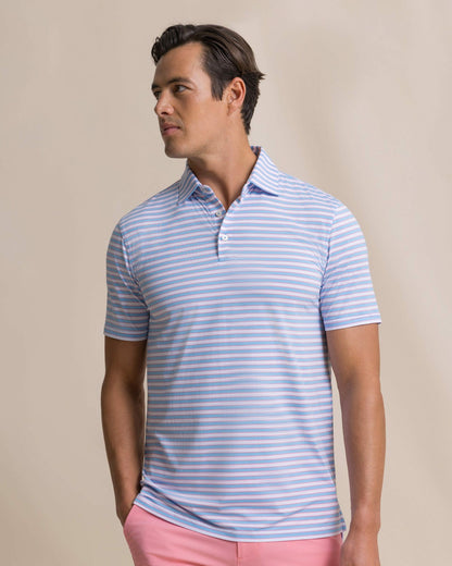 Southern Tide Water Way Stripe Performance Polo For Men|Sale