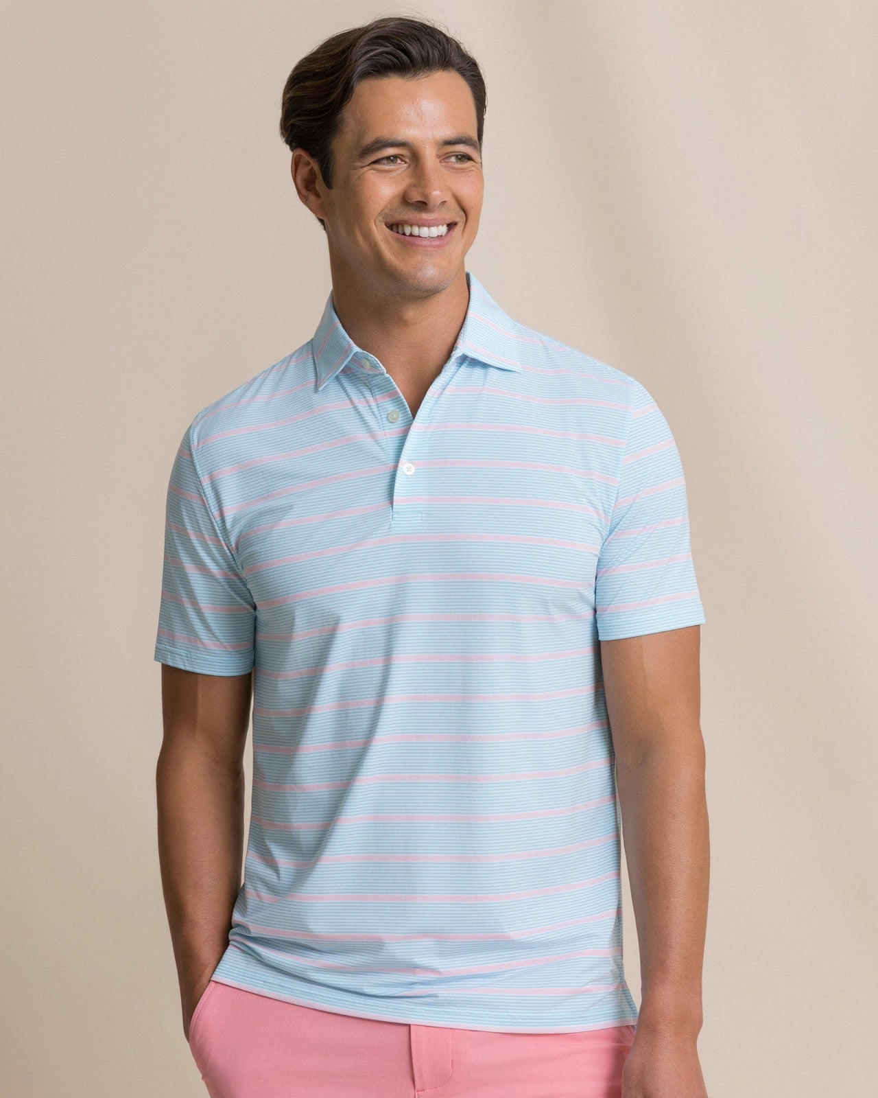 Southern Tide Core Sound Stripe Performance Polo For Men|Sale