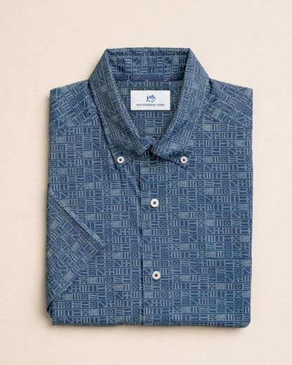 Southern Tide ST Nautical Flags Short Sleeve Sport Shirt For Men
