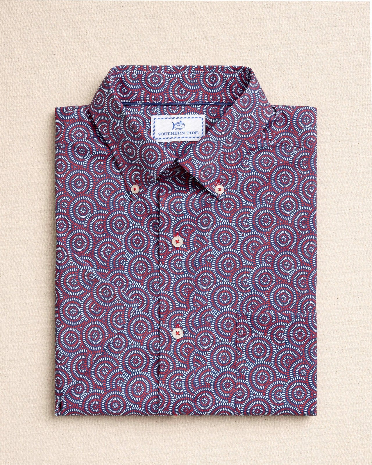 Southern Tide Fireworks Short Sleeve Sport Shirt For Men