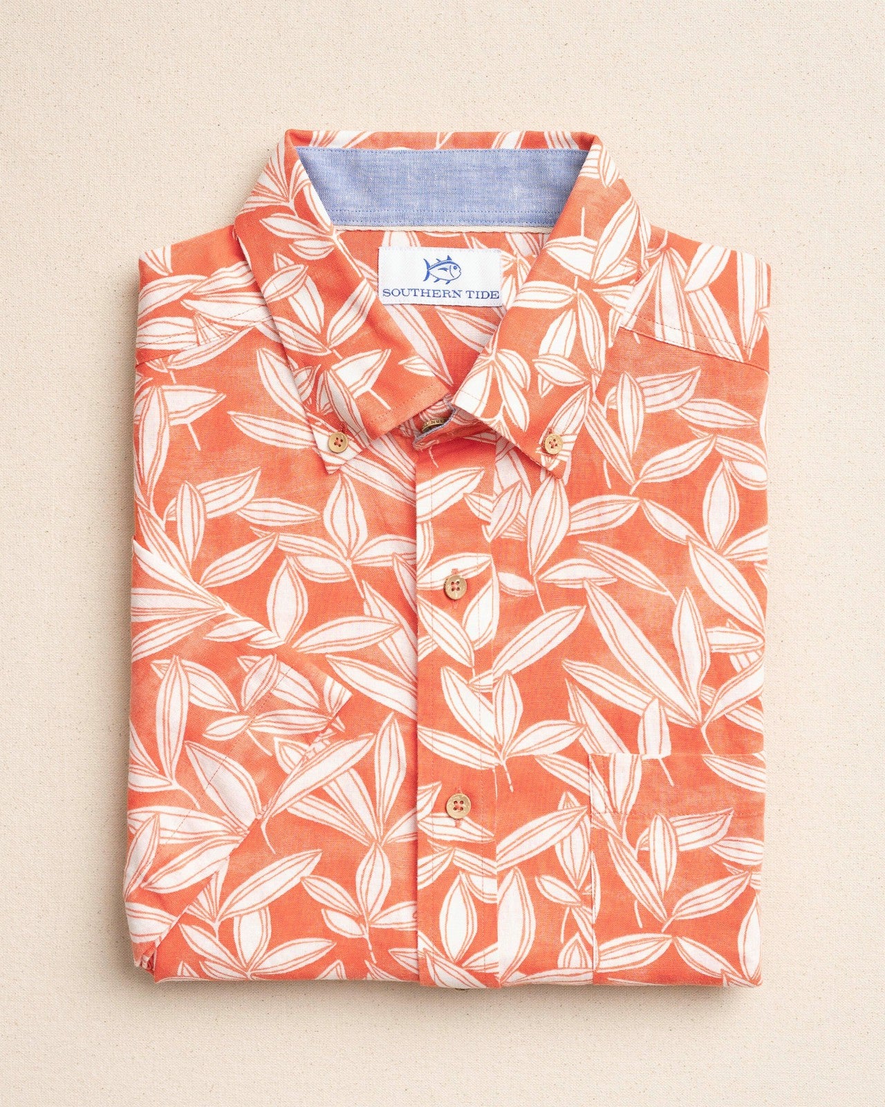 Southern Tide Kokomo Row Linen Rayon Short Sleeve Sport Shirt For Men