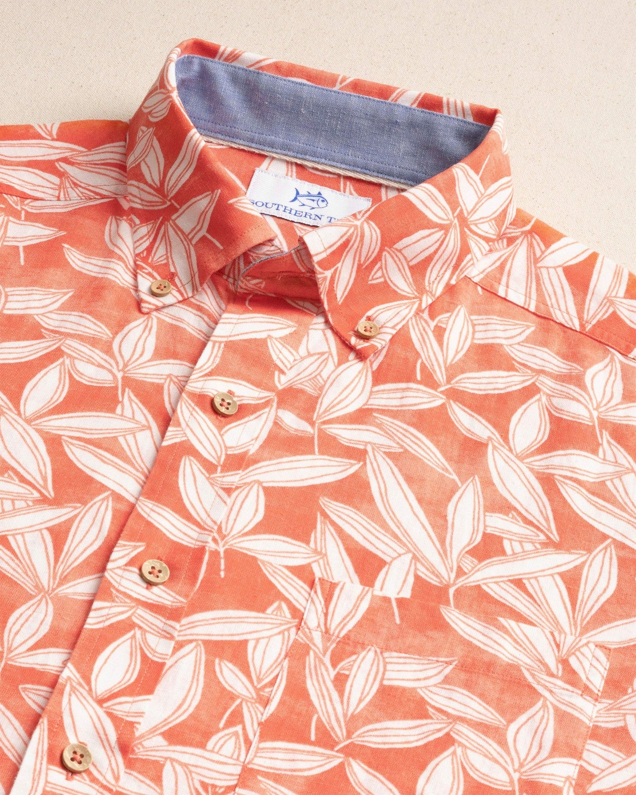 Southern Tide Kokomo Row Linen Rayon Short Sleeve Sport Shirt For Men