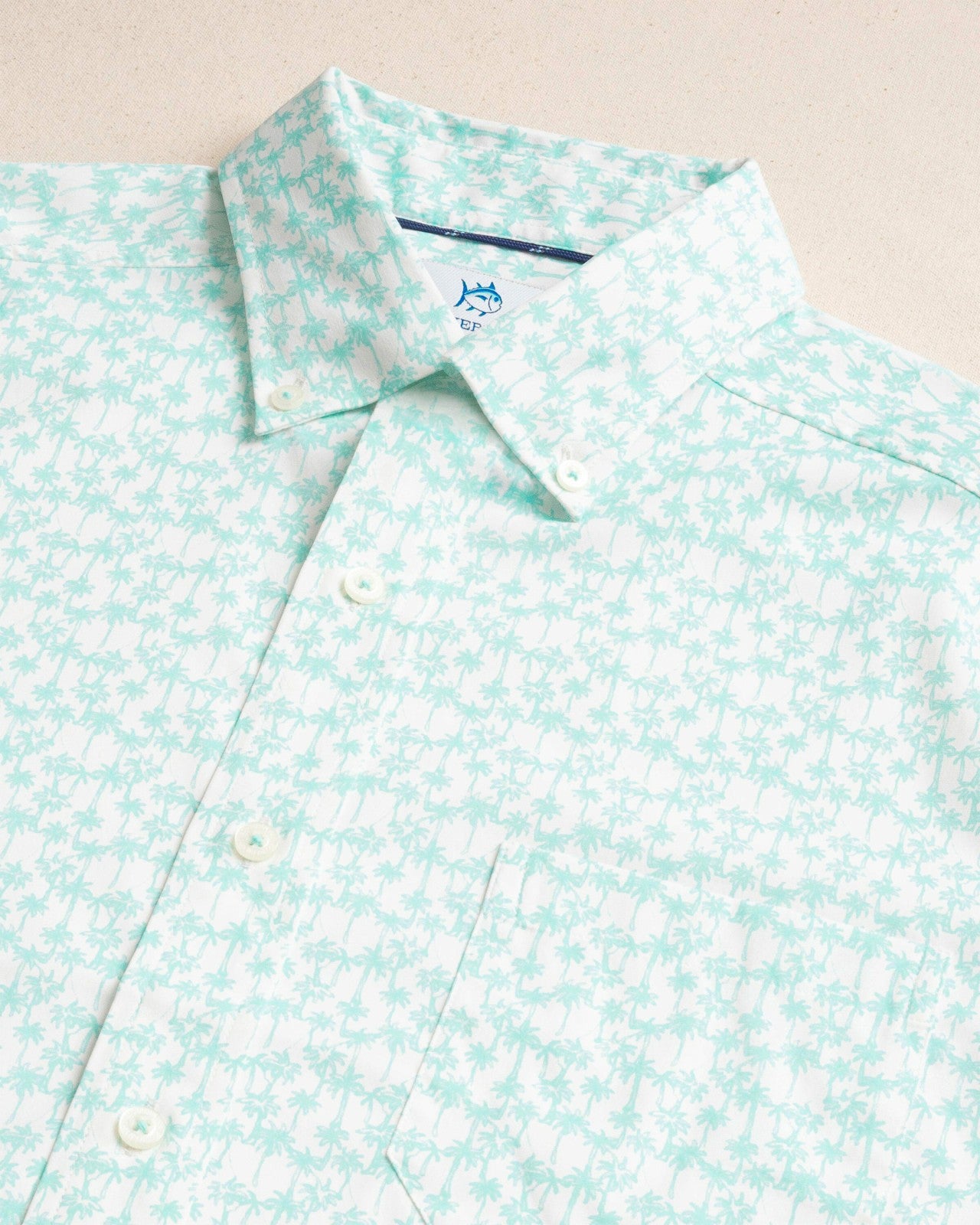 Southern Tide Talk To The Palm Short Sleeve Sport Shirt For Men