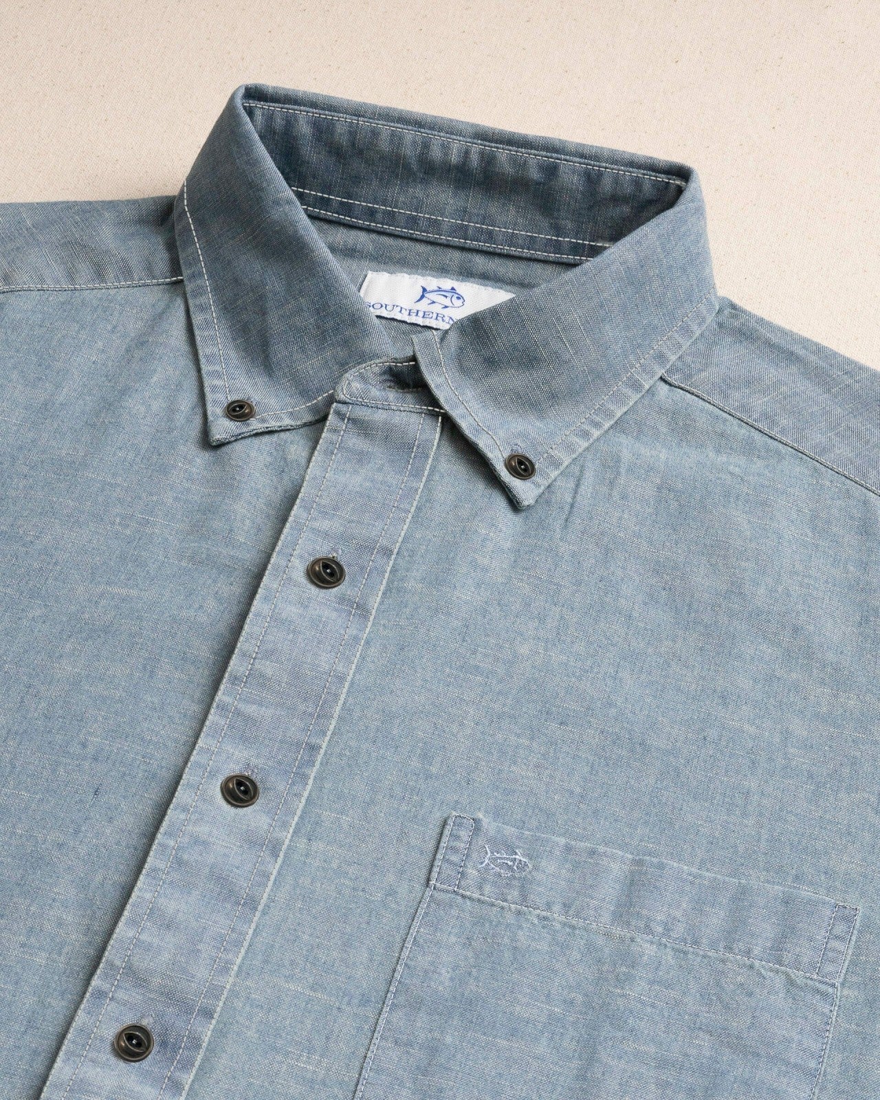 Southern Tide Sandy Beach Chambray Sport Shirt For Men
