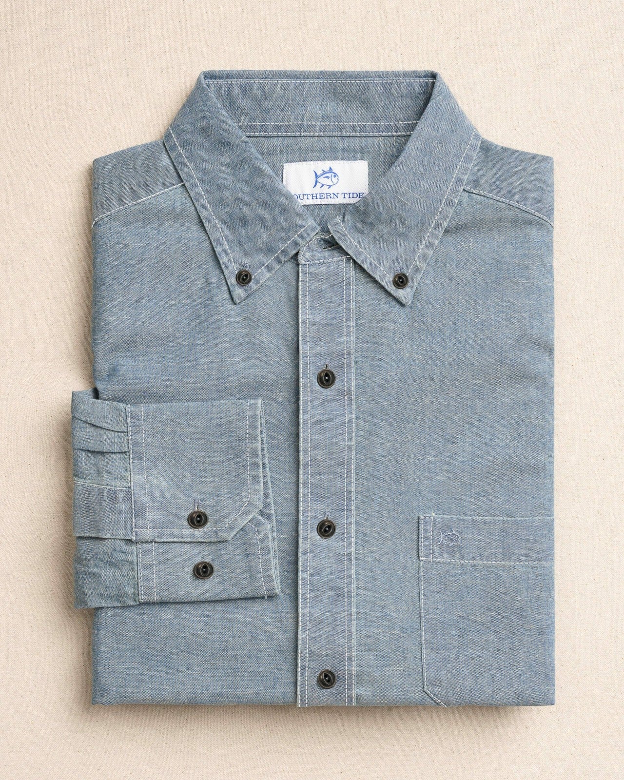 Southern Tide Sandy Beach Chambray Sport Shirt For Men