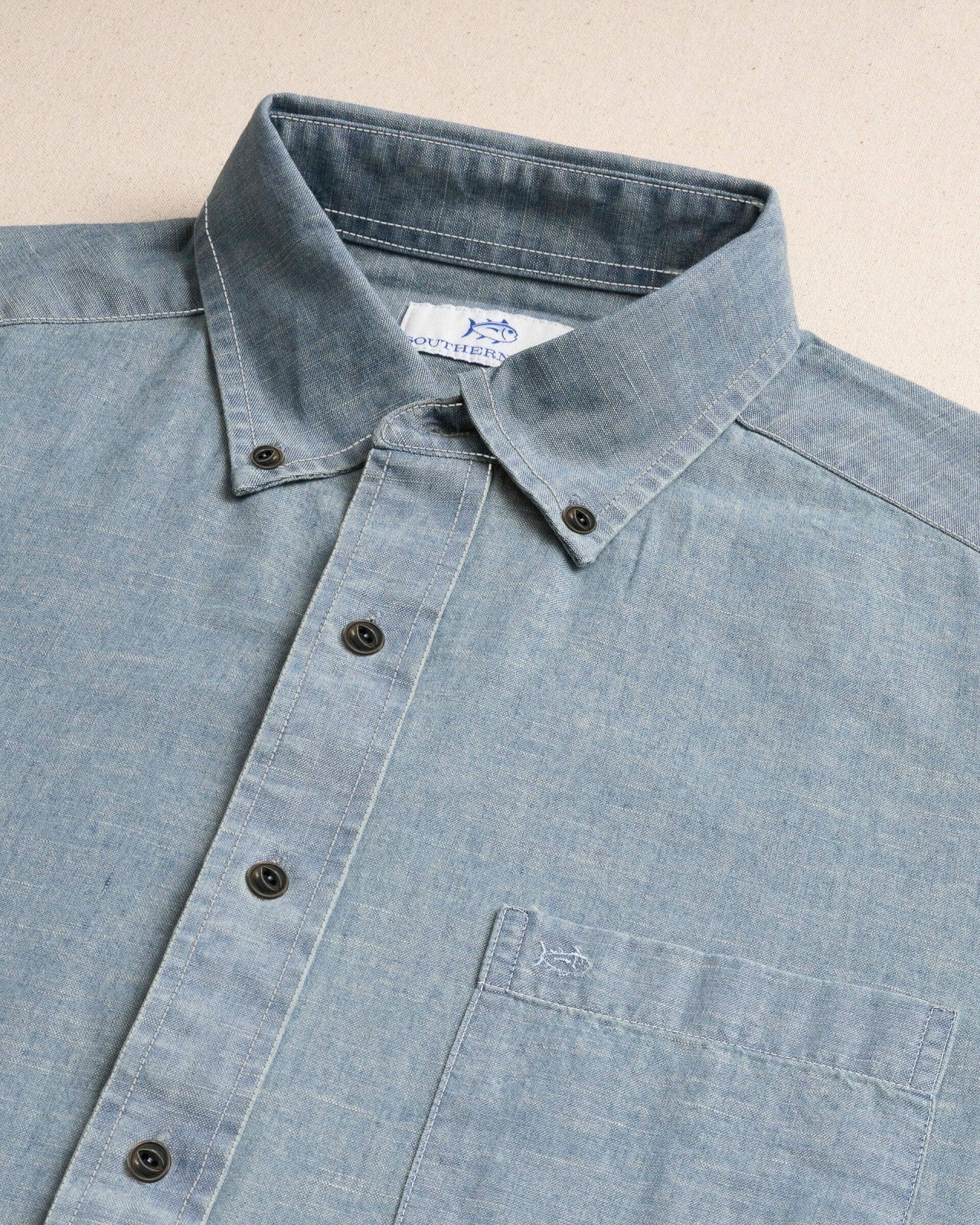 Southern Tide Sandy Beach Chambray Sport Shirt For Men