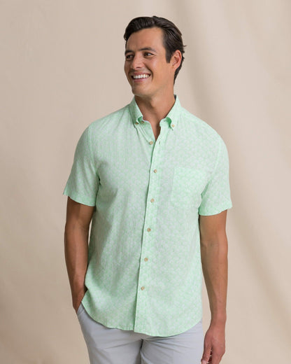 Southern Tide Seashell Cove Short Sleeve Sport Shirt For Men|Sale