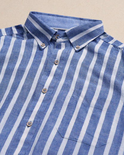 Southern Tide Seamark Stripe Short Sleeve Sport Shirt For Men