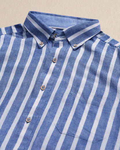 Southern Tide Seamark Stripe Short Sleeve Sport Shirt For Men