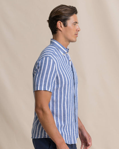 Southern Tide Seamark Stripe Short Sleeve Sport Shirt For Men
